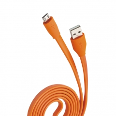 Кабель, OLMIO USB 2.0 - microUSB, 1м, 2.1A, Оранжевый, Плоский