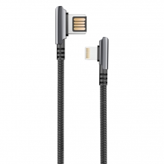 Кабель OLMIO HANDY USB 2.0 - lightning 1.2м 2.1A Угловой Двухсторонний Черный