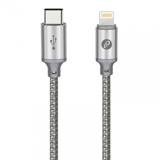 Кабель OLMIO USB2.0, USB type-C - lightning, 1м, Серый, Partner