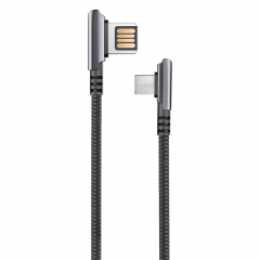 Кабель OLMIO HANDY USB 2.0 - microUSB 1.2м 2.1A Угловой Двухсторонний Черный