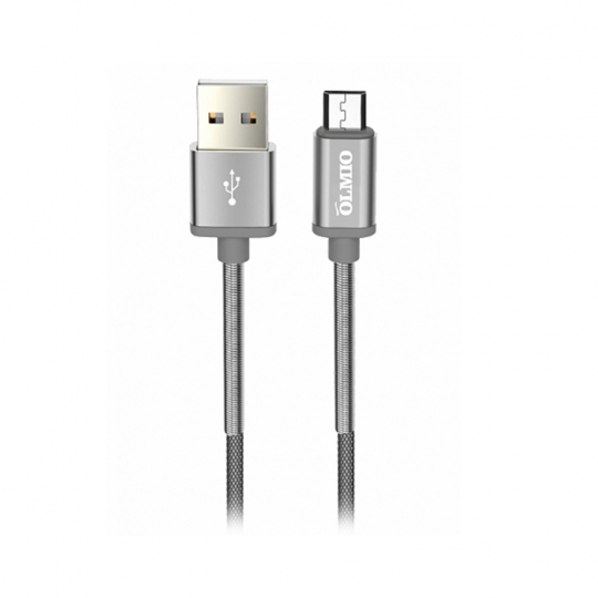 Кабель OLMIO HD USB 2.0 - microUSB 1.2м 2.1A Серый