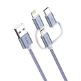 Кабель OLMIO USB 2.0 - 3-в-1 microUSB/lightning/typeC Текстильная Оплетка Передача Данных/Зарядка 1.2м 2.1A
