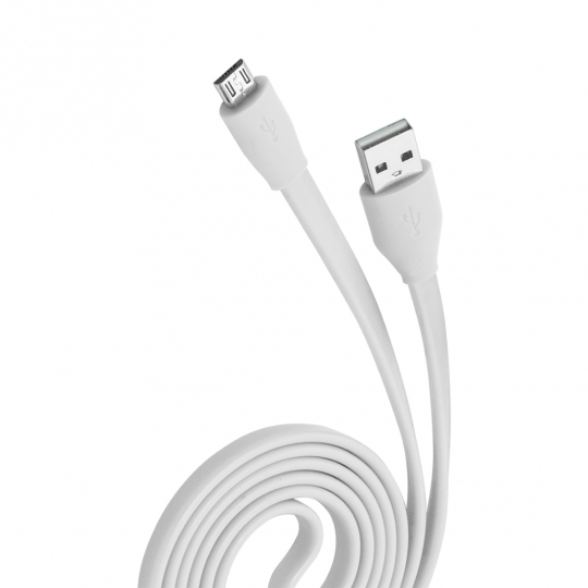 Кабель OLMIO USB 2.0 - microUSB 1м 2.1A Белый Плоский